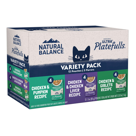Natural Balance Original Ultra Platefulls Can Cat Food Variety Pack 24ea/3oz