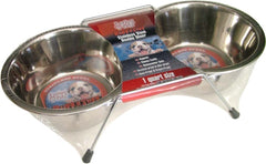Loving Pets Stainless Steel Double Dog Diner Wrapped Silver 1 Qt