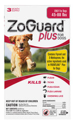 ZoGuard Plus، عبوة من 3 قطع، للكلاب من وزن 45 إلى 88 رطلاً