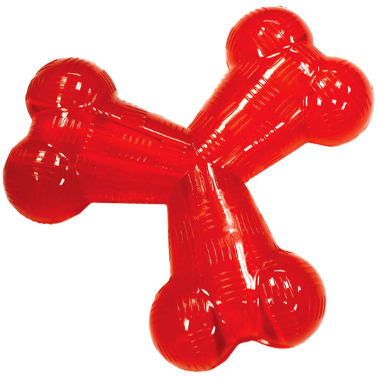 Play Strong Rubber Dog Toys, 6" Trident,Red