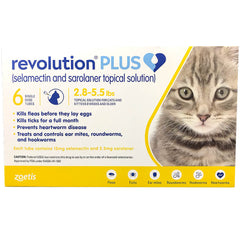Rx Revolution Plus Topical Solution Feline 2.8-5.5 lbs x 6 month