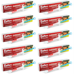Jeffers Equine Ivermectin Gel Horse Dewormer Paste 1.87%, Broad Spectrum Equine Parasite Control Formula, Apple Flavored Oral Wormer for Horses, Easy Travel Use, Mess Free Syringe Tube - 10 Pack