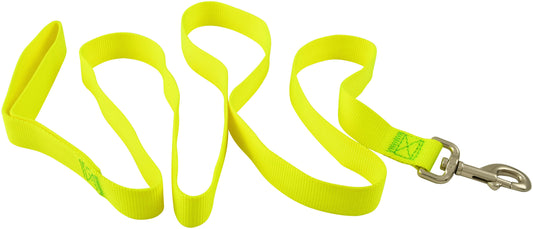 Jeffers Pet Dog Leash 5/8"W x 6'L – Heavy Duty Nylon Lead for Small Medium Large Dogs, Training Walking Leash for Pets, Durable Safety Strap for Outdoor, Indoor, Crate, House Use - Neon Yellow
