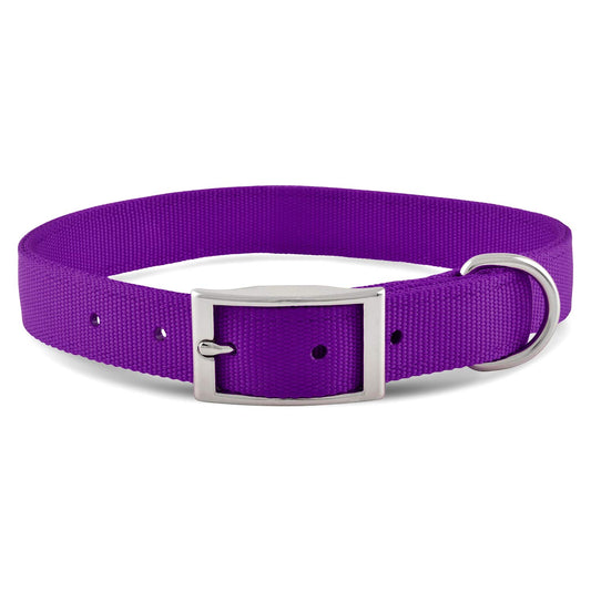 Jeffers Pet Solid Nylon Dog Collars, Purple, 1"Wx18"L – Adjustable, Durable & Safe for Dogs, Lightweight & Double Ply Design, Stylish Pet Accessories - Perfect for Training, Walking & Tracker