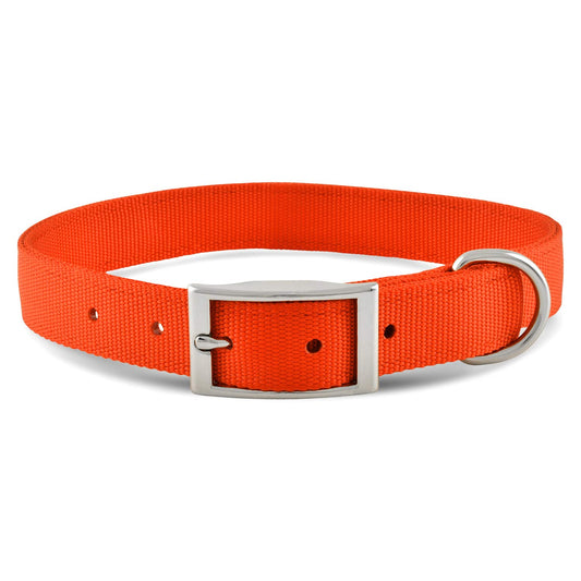 Jeffers Pet Solid Nylon Dog Collars, Orange, 1"Wx18"L – Adjustable, Durable & Safe for Dogs, Lightweight & Double Ply Design, Stylish Pet Accessories - Perfect for Training, Walking & Tracker