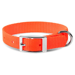 Jeffers Solid Web Nylon Dog Collar with Nickel Plated Hardware, 5/8"Wx12"L - Adjustable Durable Nylon Pet Collar for Small to Medium Dog, Perfect for Walking, Training, Travel, & Outdoor - Orange