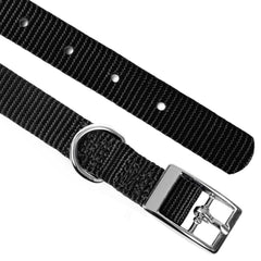 Jeffers Solid Web Nylon Dog Collar with Nickel Plated Hardware, 5/8"Wx10"L - Adjustable Durable Nylon Pet Collar for Small to Medium Dog, Perfect for Walking, Training, Travel, & Outdoor - Black