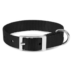 Jeffers Solid Web Nylon Dog Collar with Nickel Plated Hardware, 5/8"Wx10"L - Adjustable Durable Nylon Pet Collar for Small to Medium Dog, Perfect for Walking, Training, Travel, & Outdoor - Black