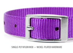 Jeffers Pet Solid Nylon Dog Collars, Purple, 5/8"Wx14"L – Adjustable, Durable & Safe for Dogs, Lightweight & Double Ply Design, Stylish Pet Accessories - Perfect for Training, Walking & Tracker