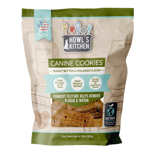Galletas para perros Howl's Kitchen de mantequilla de cacahuete y melaza, 283 g