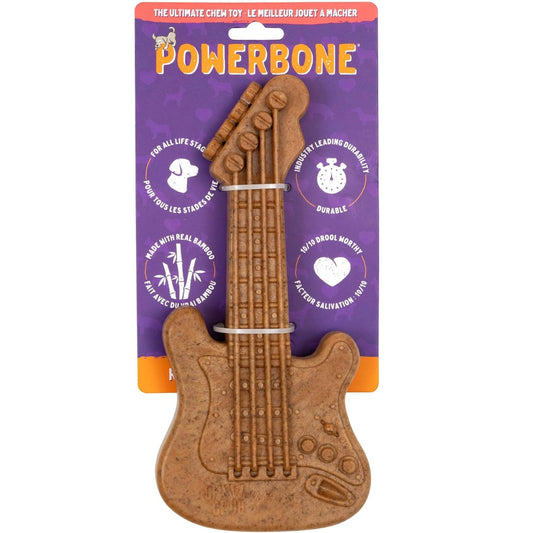 Power Bone Pet Chew Toy for Dogs - Durable, Non Toxic & Pet Safe - Best for Aggressive Chewers, Long Lasting Dental Health, Dog Teeth Cleaning, Perfect for All Dog Life Stages - Guitar 9.5”