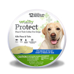 Vetality Protect Flea & Tick Collar Dogs fits neck up to 26" - 12 month protection