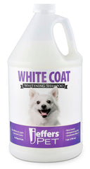 Jeffers Pet White Coat Shampoo for Dogs & Cats, 128 oz - Soap Free Coconut Cleanser w/ Vitamins A D E & Glycerin, Deodorizing Berry Scent Grooming Shampoo, Concentrated Bleach Free Formula, USA Made