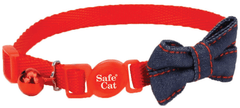 طوق COASTAL Safe Cat Embellished Fashion Collar مقاس 3/8 بوصة × 8-12 بوصة أحمر