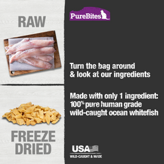 PURE BITES Cat Treats Freeze Dried Ocean Whitefish 0.70oz