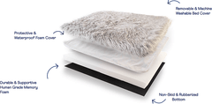 *PAW PupRug Faux Fur Orthopedic Dog Bed Curve White w/Brown Accents S/M
