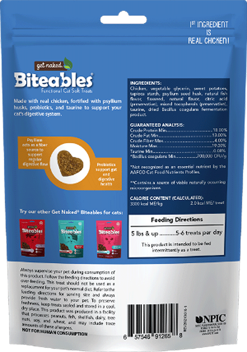 مكافآت GET NAKED Biteables للقطط، هضمية بلس، 3 أونصة