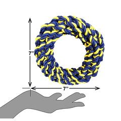 PETSPORT Twisted Chews Medium Braided Cotton Rope Ring 7"