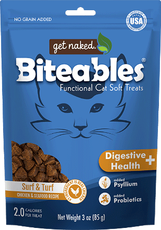 مكافآت GET NAKED Biteables للقطط، هضمية بلس، 3 أونصة