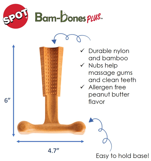 ETHICAL/SPOT Bam-Bone+ 6" Peanut Butter