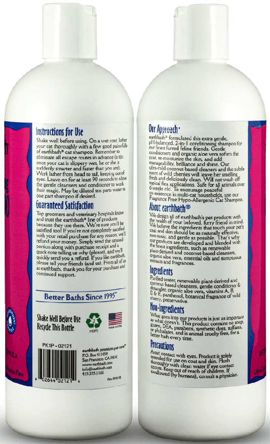 EARTHBATH 2-in-1 Conditioning Cat Shampoo Light Wild Cherry 16oz