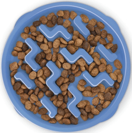 وعاء طعام OUTWARD HOUND Fun Feeder Slo-Bowl أزرق متوسط الحجم