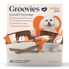 GROOVIES Dog Dental Chews Gravity Box Small 40ct