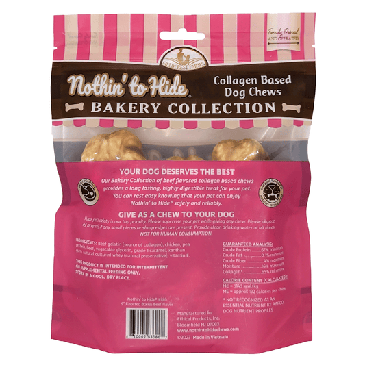 *NOTHIN' TO HIDE Bakery Beef Knotted Bone 4" 3pk