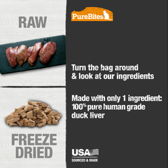 PURE BITES Cat Treats Freeze Dried Duck Liver 1.05oz