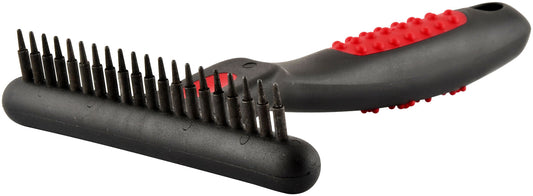Jeffers Pet Non-Slip Undercoat Rake, 20 short pins – Single Row Stainless Steel Pins, Safe Grooming Tool for Dogs & Cats, Removes Loose Hair & Tangles, Shedding Brush, Home Use, Red & Black