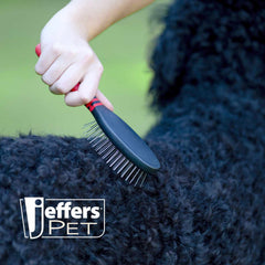 Jeffers Pet Single Sided Pin Brush for Dogs Cats Horses, Patented Pin Pad, Durable Bristles, Detangling Grooming Brush for Medium to Long Hair, Smooth Finish, Tangle Free Coat, Travel Size - Medium