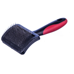 Jeffers Pet Hard Pin Universal Slicker Brush for Dogs & Cats – Firm Bristles, Curved Head for Tough Mats & Tangles, Non-Slip Grip, Best for Thick Coats, Heavy Matting – Black, Red - Small