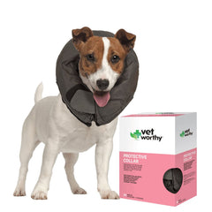Vet Worthy Inflatable Collar, Black, Med, 10" to 13"