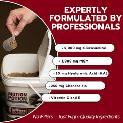 Jeffers Motion Potion Horse Joint Supplement Pellets – Glucosamine HCL, MSM, Chondroitin, Hyaluronic Acid, Vitamin C & E, Daily Equine Support for Senior & Active Horses – 3.1, lbs 48 Day Supply