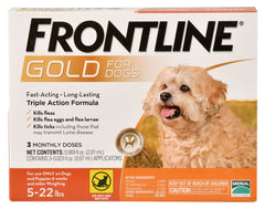 Frontline Gold, 3 pack, Dogs 5-22 lb