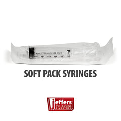 Jeffers Luer Slip Syringes, Box of 100, Plastic Veterinary Syringes w/ Reinforced Tip for Dogs, Cats, Horses, Livestock, & Poultry, Large Finger Grips, Rubber Plunger, Autoclavable, No Needles - 6mL