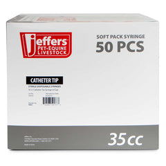 Jeffers 5 mL Catheter Tip Syringe Soft Pack – Veterinary Feeding & Medication Syringe for Pets, Livestock, Dogs, Cats, – Extended Tip, Easy Read mL/.cc & oz Markings, Safe Travel Use - Box of 50