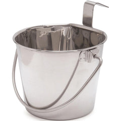Jeffers Flat Sided Stainless Steel Pails with Handle & 1 Hook – Dishwasher Safe, Durable Feeding & Milk or Water Buckets for Pet, Horse. Livestock & Farm Use for Kennel, Cage, Fence - 1 Quart