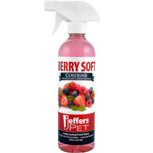 Jeffers Pet Cologne Spray with Coat Conditioner for Dogs & Cats, Berry Soft - Detergent & Soap Free Grooming Fragrance Mist, Deodorizer, Freshener, Safe for Pets, Salon, Home Use - 16 oz