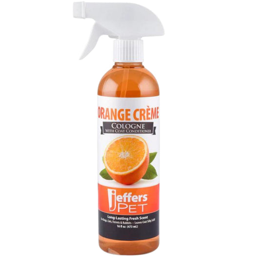 Jeffers Pet Cologne Spray with Coat Conditioner for Dogs & Cats, Orange Creme - Detergent & Soap Free Grooming Fragrance Mist, Deodorizer, Freshener, Safe for Pets, Salon, Home Use - 16 oz