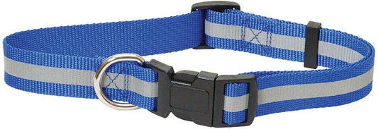 Adjustable Reflective Stripe Collar 1"x16-26" Color: Blue
