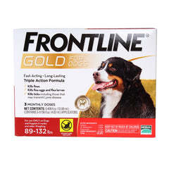 Frontline Gold for Dogs 89-132 lbs  Red  3 Month
