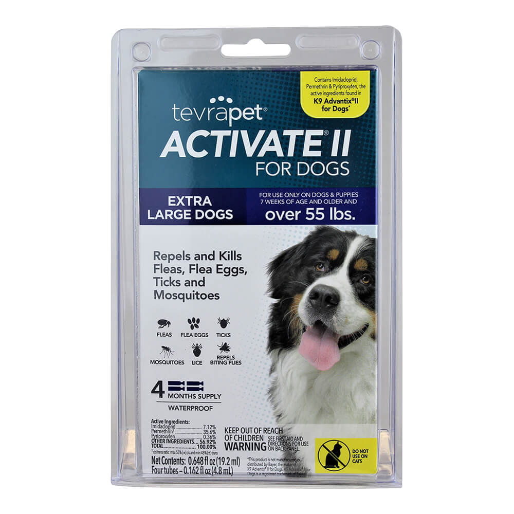TevraPet Activate II for Extra Large Dog Over 55 lbs, 4 Month Supply