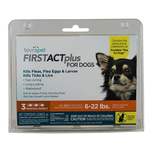 طعام TevraPet FirstAct Plus للكلاب من وزن 6 إلى 22 رطلاً، إمداد لمدة 3 أشهر
