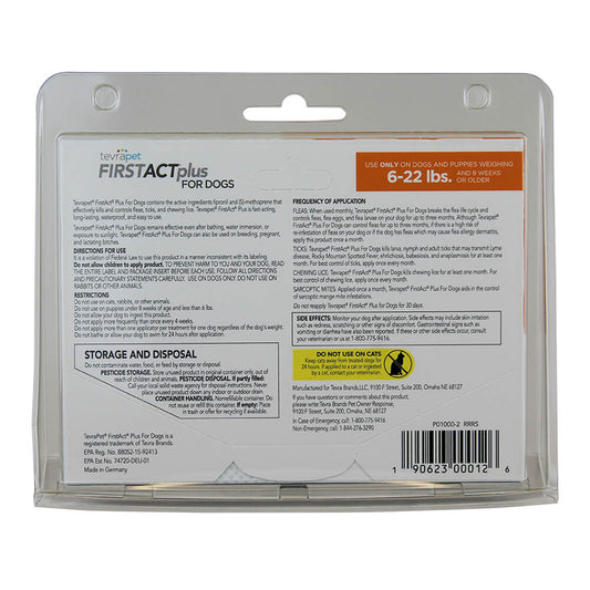 طعام TevraPet FirstAct Plus للكلاب من وزن 6 إلى 22 رطلاً، إمداد لمدة 3 أشهر