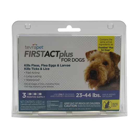 طعام TevraPet FirstAct Plus للكلاب من وزن 23 إلى 44 رطلاً، إمداد لمدة 3 أشهر