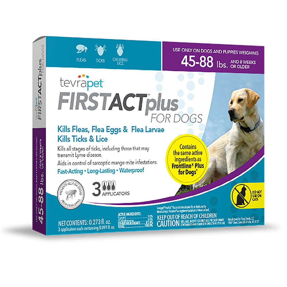 طعام TevraPet FirstAct Plus للكلاب من وزن 45 إلى 88 رطلاً، إمداد لمدة 3 أشهر