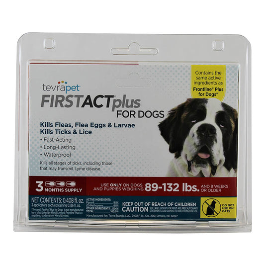 طعام TevraPet FirstAct Plus للكلاب من وزن 89 إلى 132 رطلاً، يكفي لثلاثة أشهر