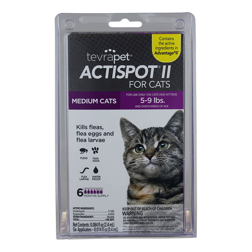 TevraPet Actispot II للقطط متوسطة الحجم من 5 إلى 9 أرطال، إمداد لمدة 6 أشهر