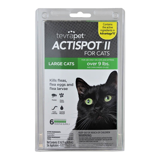 TevraPet Actispot II للقطط الكبيرة التي يزيد وزنها عن 9 أرطال، إمداد لمدة 6 أشهر